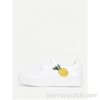 Pineapple Embroidery Lace Up Sneakers