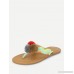 Pom Pom Decorated Toe Post Flat Slippers