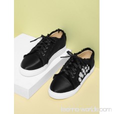 Raw Trim Lace Up Low Top Sneakers