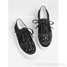 Rhinestone Lace Up Sneakers