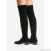 Square Toe Side Zipper Thigh High Boots
