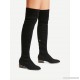 
        Square Toe Side Zipper Thigh High Boots
    