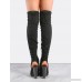 Stacked Chunky Heel Suede Boots BLACK