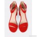 Thick Ankle Strap One Band Chunky Low Heels RED