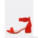 
        Thick Ankle Strap One Band Chunky Low Heels RED
    