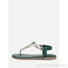 Clear Strap Toe Post Sandals With Rhinestone