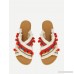 Criss Cross Flat Sandals With Pom Pom