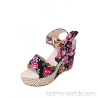 Floral Embellished Bow Tie Wedge Sandals