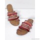 
        Fringe Trim Toe Ring Flat Sandals
    