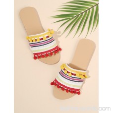 Pom Pom Decorated Flat Sandals