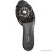 Embellished corded lace and lizard-effect leather slides
