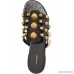 Giant studded glossed textured-leather slides