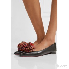 Konstantina pompom-embellished leather point-toe flats