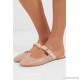 Lauren patent-trimmed leather slippers