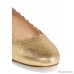 Lauren scalloped metallic cracked-leather ballet flats