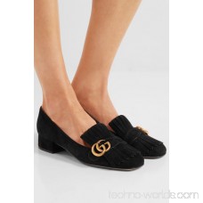 Marmont fringed logo-embellished suede loafers