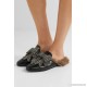 Princetown shearling-lined embellished leather slippers