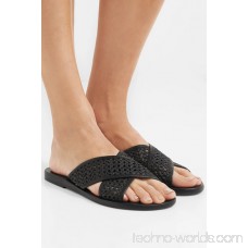 Thais woven raffia and leather slides