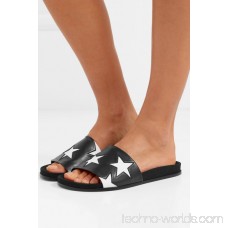 Two-tone faux leather slides