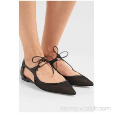 Vanessa cutout leather and mesh point-toe flats
