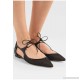Vanessa cutout leather and mesh point-toe flats