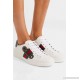 Ace watersnake-trimmed embellished leather sneakers