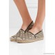 Leather-trimmed printed coated-canvas espadrilles