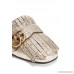 Marmont fringed logo-embellished metallic cracked-leather slippers