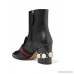 Marmont logo and faux pearl-embellished leather ankle boots