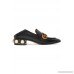 Marmont logo and faux pearl-embellished leather collapsible-heel pumps