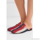 Princetown horsebit-detailed striped canvas slippers