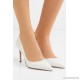 Glossed textured-leather pumps