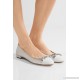 Metallic textured and patent-leather ballet flats