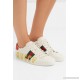 Ace metallic watersnake-trimmed logo-print leather sneakers