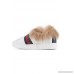 Ace shearling-lined embroidered leather sneakers