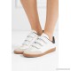 Beth logo-print suede-trimmed leather sneakers
