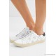 Court Classic appliquéd metallic-trimmed leather sneakers 