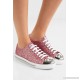Crystal-embellished glittered leather sneakers