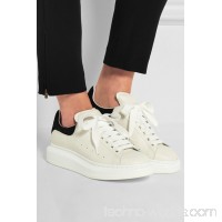 Leather and suede exaggerated-sole sneakers