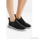 Logo-embossed embellished stretch-knit and neoprene sneakers