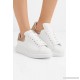 Metallic leather exaggerated-sole sneakers