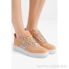 Nike Air Force 1 nubuck and metallic leather sneakers