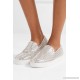 Roller Boat spiked metallic textured-leather slip-on sneakers