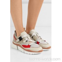 Sonnie suede and leather-trimmed canvas and mesh sneakers