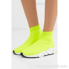 Speed neon stretch-knit high-top sneakers