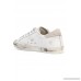 Superstar distressed leather and suede sneakers