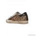 Superstar distressed leopard-print calf hair, leather and suede sneakers