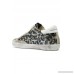 Superstar glittered leather and distressed suede sneakers
