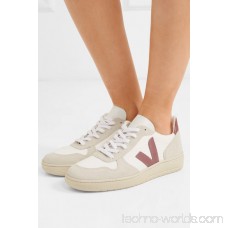 V-10 leather, mesh and suede sneakers