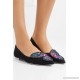Bibi Butterfly embroidered suede point-toe flats